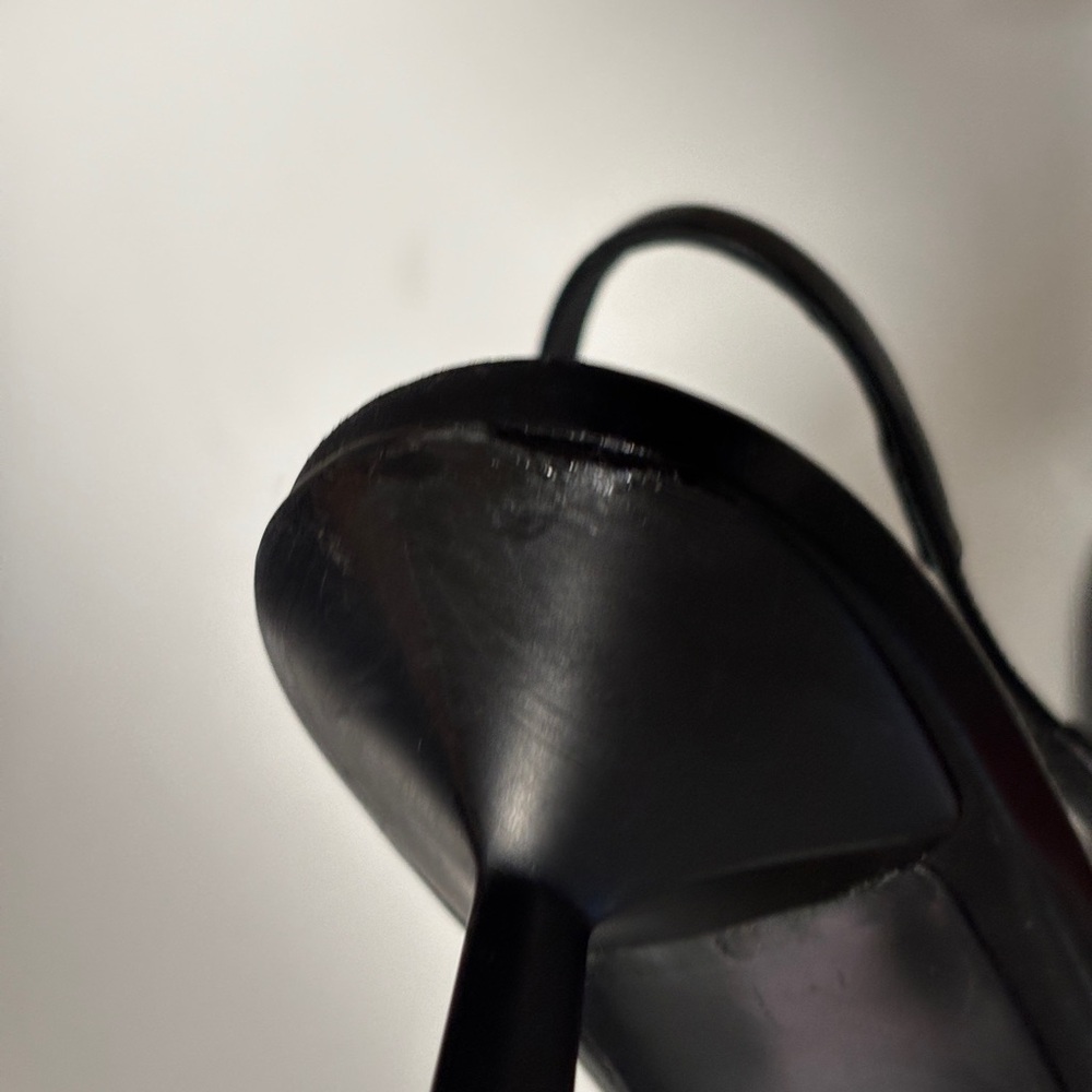 PRADA Pointy Black Pointed SlingBack With Logo Triangle Accent Size 37.5 - Picture 11 of 11